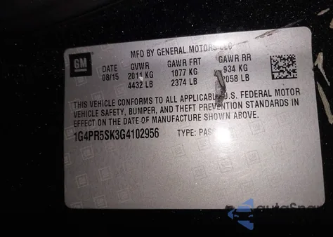 2016 Buick Verano Convenience Group from USA, damaged, VIN 1G4PR5SK3G4102956